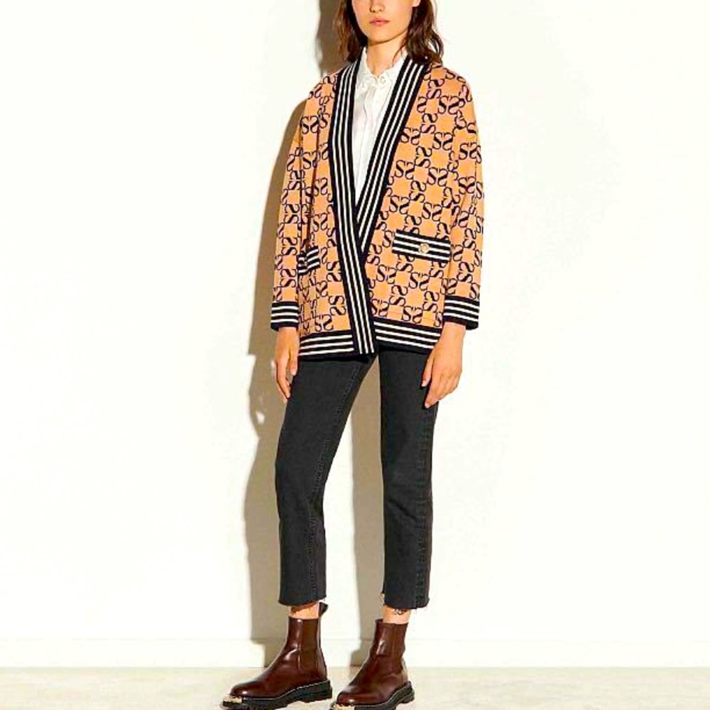 Sandro Reversible Oversized Cardigan Brown